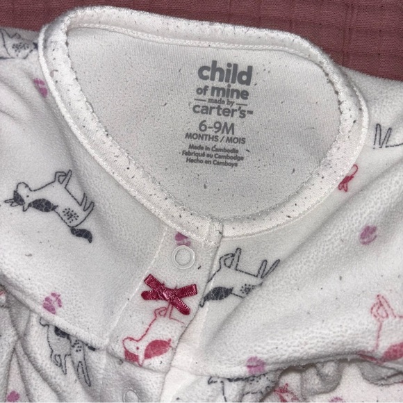 Carter's Pink and White Floral Footed One Piece - Picture 2 of 3